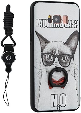 For Galaxy S8 Plus Case, MinSii Textured Pattern TPU Bumper and Hard Back Case with Lanyard for Samsung Galaxy S8 Plus (Cat N2o)