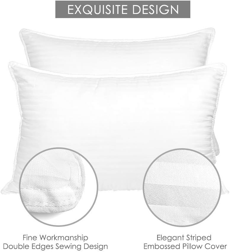 COZSINOOR Cozy Dream Series Hotel Quality Pillows for Sleeping [Set of Two] Premium Plush Fiber, 100% Breathable Cotton Cover Skin-Friendly (Queen Size): Home & Kitchen