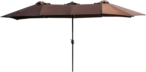 Amazon Com Lokatse Home 15 Ft Double Sided Outdoor Umbrella Rectangular Large With Crank For Patio Shade Outside Deck Or Pool Brown Garden Outdoor