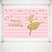 MEHOFOTO Princess Happy Birthday Photography Backdrops Pink Stripes Gold Polka Dots Girl Ballet Princess Birthday Party Decoration Banner Photo Studio Booth Background 7x5ft
