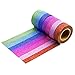 Wise Bird Decorate Mother's Day Gift Rainbow Glitter Sparkle Washi Masking Sticky Adhesive DIY Tape, School Class Office Birthday Notebook Arts & Crafts Gift Tape, 32ft/roll, Set of 7-G01