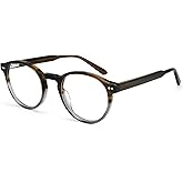 Dollger Blue Light Blocking Glasses For Woman Men Thick Acetate Frame Round Computer BlueLight Glasses Non-Prescription