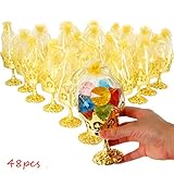 JC HUMMINGBIRD JCHB 48pc Fillable Gold Crown Goblet with Pouch for Party Favor, Candies, Table Decoration, Keepsakes, Baby Shower