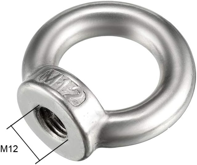 sourcing map Lifting Eye Nut M12 Female Thread 304 Stainless Steel Round Shape for Rope Fitting Pack of 2 - Image 4