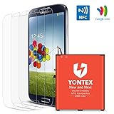 S4 Battery [ NFC / Google Wallet Capable ] ,YONTEX 2600mAh Replacement Battery for Samsung Galaxy S4 [ I9500,I9505,Galaxy S4 LTE I9506, M919, I545, I337, L720 ] with 3 Pack Screen Protector