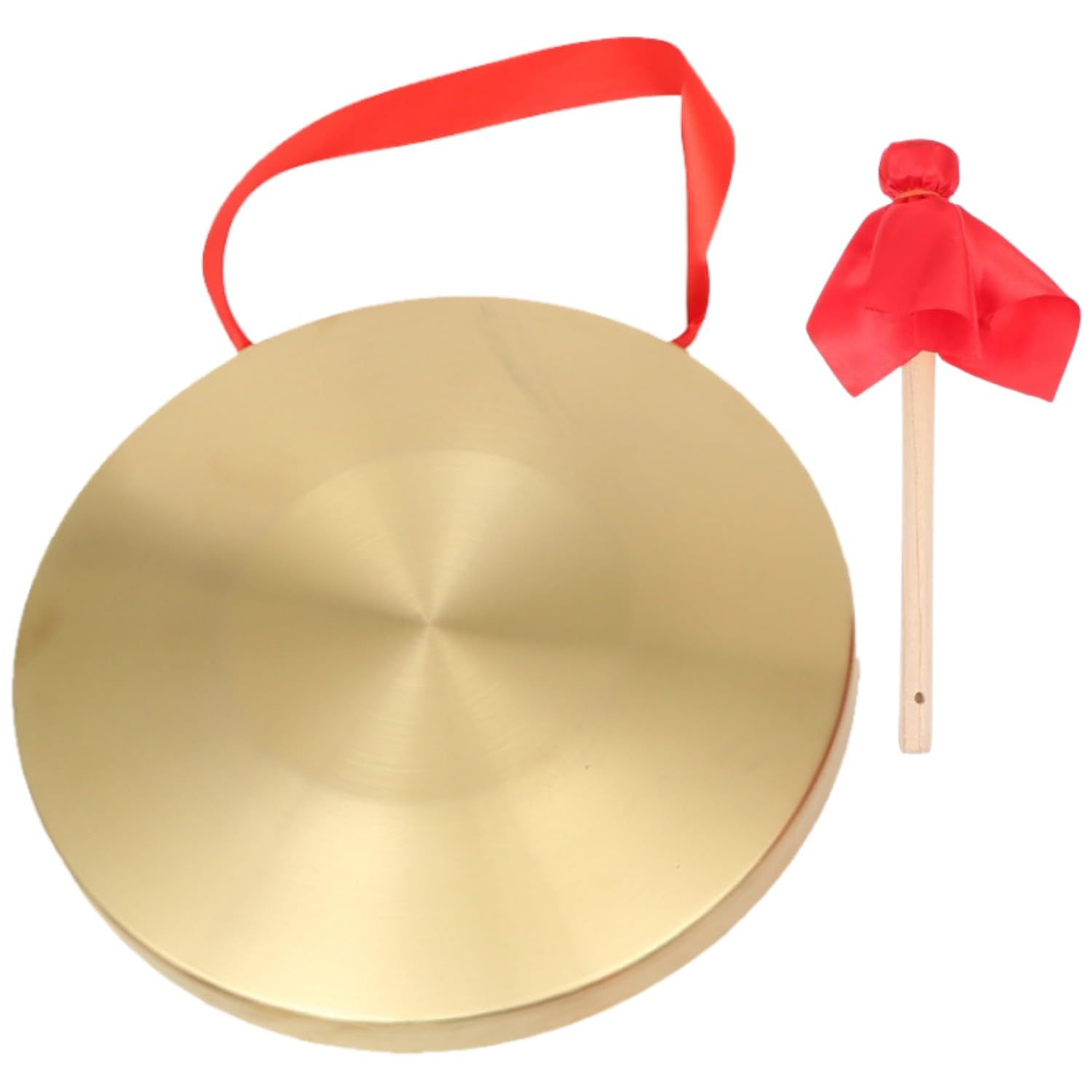 BigTree 32cm/12.6inch Gong with Mallet Brass Copper Hand Gong Cymbals Portable Brass Tam Tam Gong Brass Traditional Chinese Percussion Instruments with Round Playing