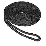 SeaSense Double Braid Nylon Dockline, 1/2-Inch X 15-Foot, Black