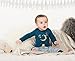 Lamaze Organic Baby Baby Boys 3 Pack Long Sleeve Cotton Bodysuit, Snap Closure, Teal and White Moon and Bear, 24 Months