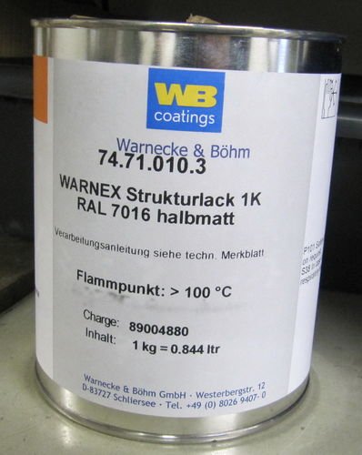 Warnex 1 KG Struckturlack GRAU 7016