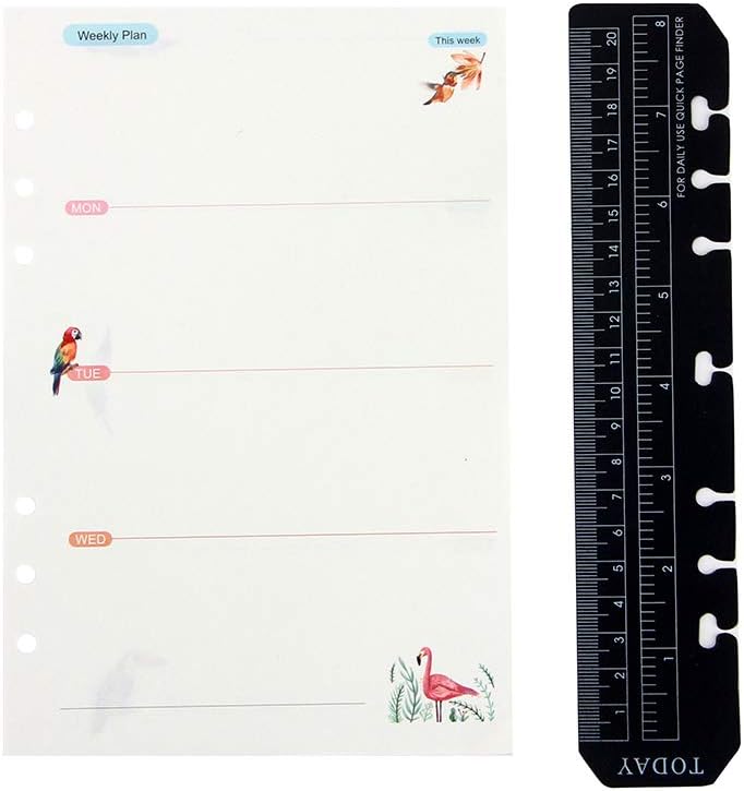 YHH A5 Dotted Journal Refill, 6-Ring Binder Suit, 90 Sheets Dot Grid Paper, Loose Leaf Insert With Ruler, 180 Pages, Contemporary Style