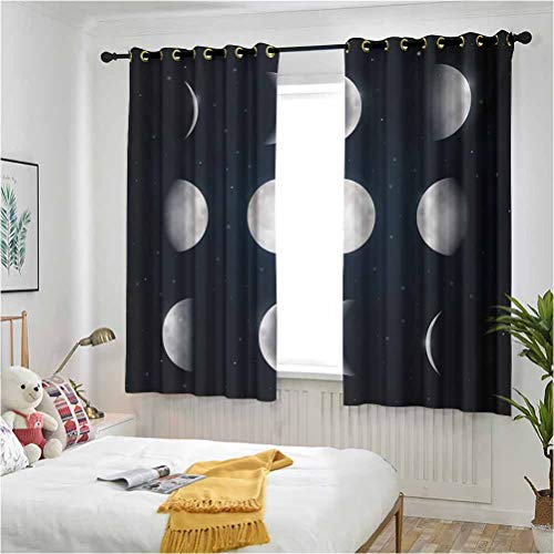 51eE3vgPvpL Moon Phases Room Darkening Curtain Astronomy Astrology Theme Universe Cosmos Movement Celestial Lunar Living Room Drapes 52 inches by 120 Inch