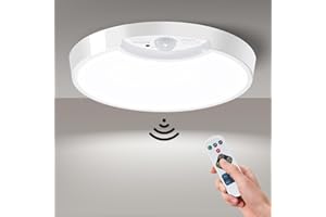 Homelist Ceiling Light Battery Operated, Motion Sensor LED Lights for Kitchen, Bedroom, Bathroom, Hallway, Garage, Shower, Rechargeable Powered Ceiling Lamp with Remote Wireless 7.5"/400LM /6500K