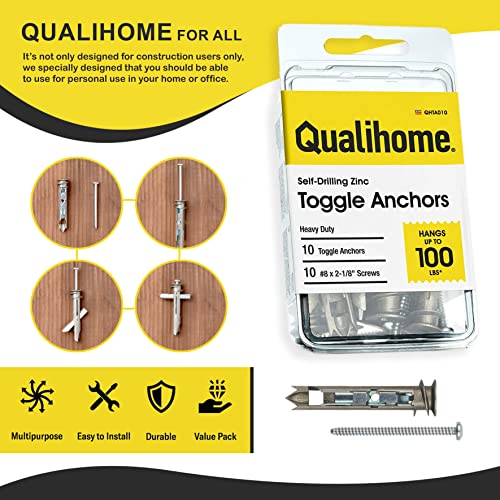 Heavy Duty Drywall Anchors and Screws Kit Including Toggle Anchors