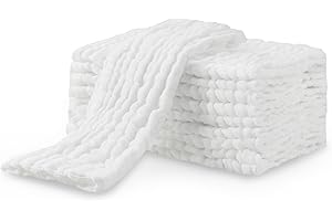 PandaEar 10 Pack Muslin Burp Cloths, 100% Cotton Baby Towels Washcloths, Soft and Absorbent Hand Wash Cloth for Infant Newbor