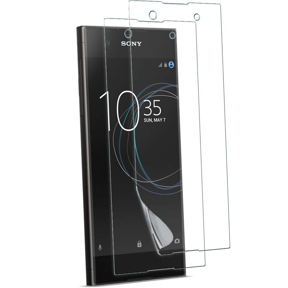 TECHGEAR [2 Pack] Screen Protectors to fit Sony Xperia XA1 [ghostSHIELD Edition] Genuine Reinforced Flexible TPU Screen Protector Guard Covers with Full Screen Coverage inc Curved Screen