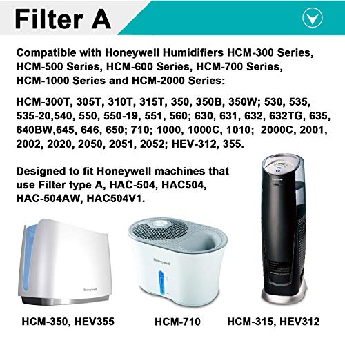 Lemige 4 Pack HAC-504 Humidifier Filters For Honeywell Humidifier HAC-504, HAC-504AW, HAC504V1, HCM350, HCM-350W, HCM-300T, HCM-315T, HCM-600, HCM-710, Replacement Filter A - Thumbnail 3