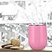 Skylety 12 oz Double-insulated Stemless Glass, Stainless Steel Tumbler Cup with Lids for Wine, Coffee, Drinks, Champagne, Cocktails, 2 Sets (Pink)