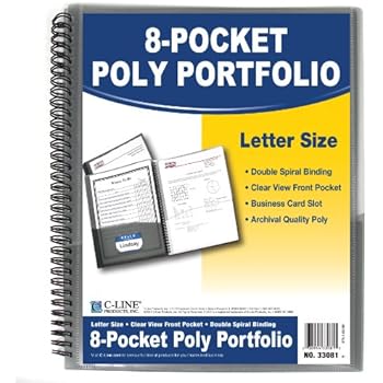 C-Line 8-Pocket Spiral-Bound Poly Portfolio, Letter Size, 1 Portfolio, Smoke Gray (33081)