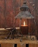 Primitive Decor Rustic Table Lantern-Antique Rust-13 Inches Tall