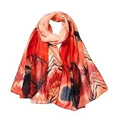 LIULIULIU Fashion Fantasy Women Leaves Printing Long Soft Wrap Scarf Ladies Shawl Scarves (Orange)