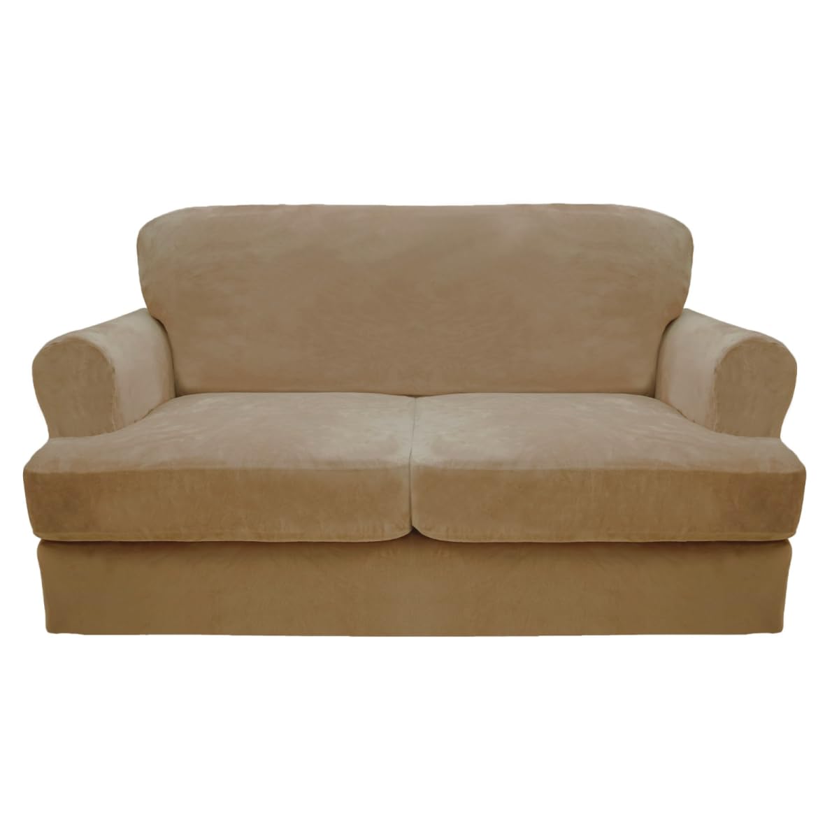 Photo 1 of CUCRAF T Cushion Sofa Cover 3 Piece Loveseat Slipcovers, Soft Thick Velvet Couch Cover for Living Room, Washable High Stretch Furniture Protector with 2 Cushion Sofas Slipcover (Medium, Taupe)
