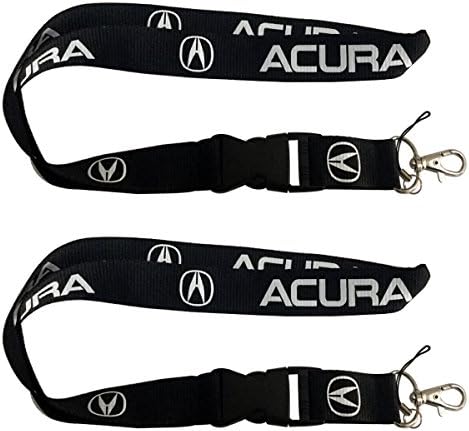 2pcs Set Black Acura Auto Lanyard Workout Gear Office And Auto Car Keychain Accessories Motorbike Superbike Lanyard With Webbing Strap Quick Release Buckle