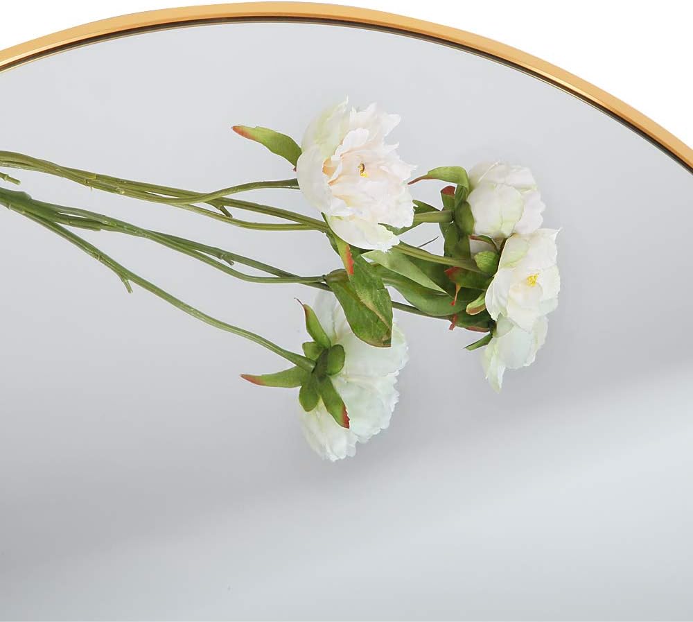 ZHUNFA Wall-Mounted Round Mirror, 19.7 Inch Gold Circle Mirror with Metal Frame for Bathroom, Living Room, Bedroom (Brushed Gold): Furniture & Decor