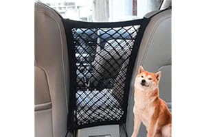 SIQITECHNO Car Dog Barrier Universal Dog Barrier Net Car Seat Net & Storage Bag Tear Resistant Pet Mesh Barrier Car Back Seat Organizer Easy to Install Dog Fence Safety Car Divider for Cars SUVs Vans Traveling