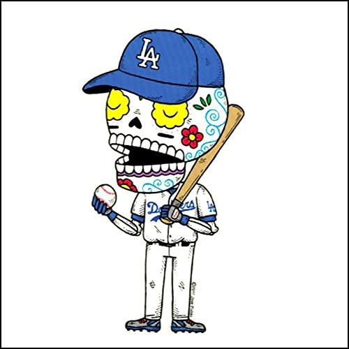 LA Baseball Player - Weather Proof Die Cut Vinyl Day of the Dead Sticker