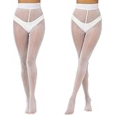 Aaronano 2 Pairs Shiny Pantyhose for Women High Waist Silk Oil Shimmer Sheer Tights