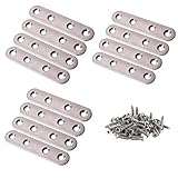 VintageBee 12pcs 3 inches Stainless Steel Flat Straight Brace Brackets Mending Repair Plate FixingBracket Connector