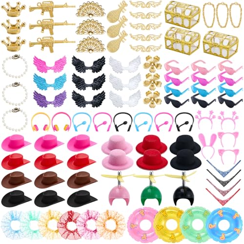 Poen Rubber Duck Accessories Decorations for Cowgirl Hats Glasses Earphones So on Necklaces Swimming Ring Crowns Bibs DIY Accessories Gifts for Christmas Rubber Duck(100 Pcs,Various Styles)