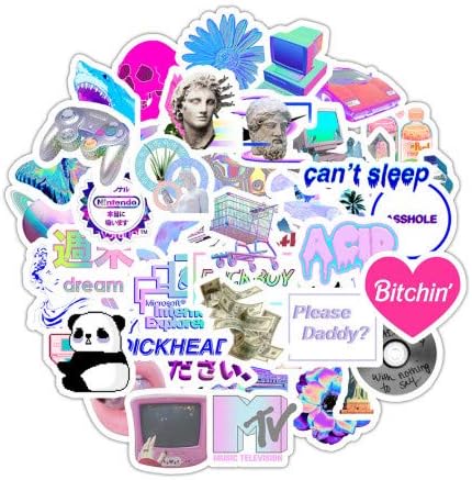 TTBH Vaporwave Art Style Sticker For Laptop Computer Skateboard Luggage Refrigerator Notebook Helmet Toy Cartoon Stickers 50Pcs