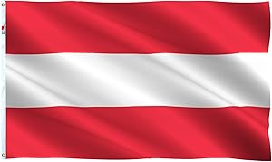 rhungift Austria Flag Large 3x5 Ft, Moderate-Outdoor Both Sides 100D Polyester,Canvas Header and Double Stitched - Brass Grommets for Easy Display, 3' x 5' Austrian Flags