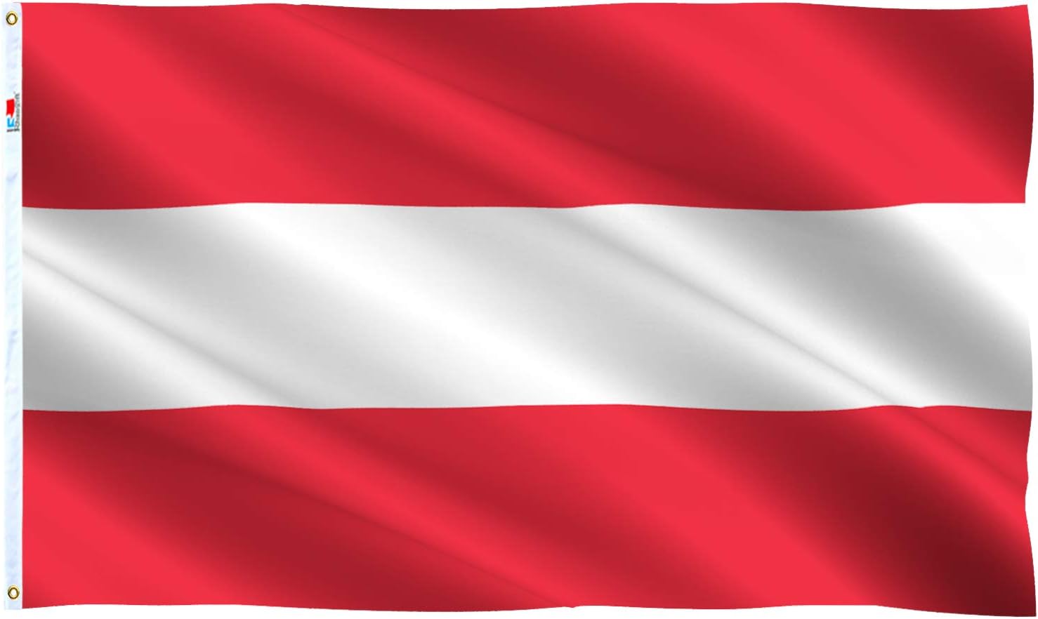 Austria Flag Large 3x5 Ft , Moderate-Outdoor Both Sides 100D Polyester ,Canvas Header and Double Stitched - Brass Grommets for Easy Display, 3' x 5' Austrian Flags