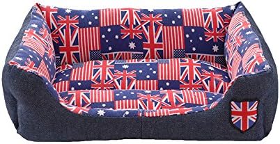 Growing Wild Luxury Patriotic American UK Flag Canvas Dog Sofa Cat Bed Pet Couch, Blue, Size M: 58x42x14cm / 22.8x16.5x5.5 inch
