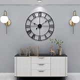 HAITANG Vintage Large Wall Clock 60cm Silent Battery Operated Black Roman view 7