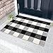 VERTKREA Buffalo Plaid Rug 2'x3', Black and White Checkered Rug Carpet, Cotton Hand-Woven Washable Rug for Living Room Indoor Outside Entryway Porch