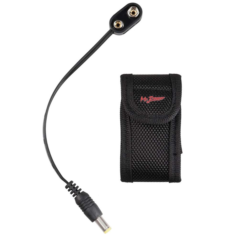 Mr.Power 9V Battery Clip Converter Power Cable Snap Connector 2.1mm 5.5mm Plug for Guitar Effect Pedal (1 cable + 1 battery bag)