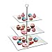 TJB 3 Tier Serving Tray Platters, Appetizer or Dessert Cupcakes And Cake Stand - Centerpiece For Weddings, Tea Party, Holiday Dinners, or Birthday Parties (Square 3 Tier)