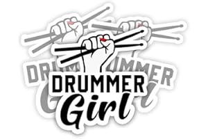 LECATI (3Pcs) Drummer Girl Stickers Drummer Hand Holding Drum Stickers Drummers Sticker Drumming Stickers Drum Love Drums Drummer Gift Decorations Stickers 3"x4"