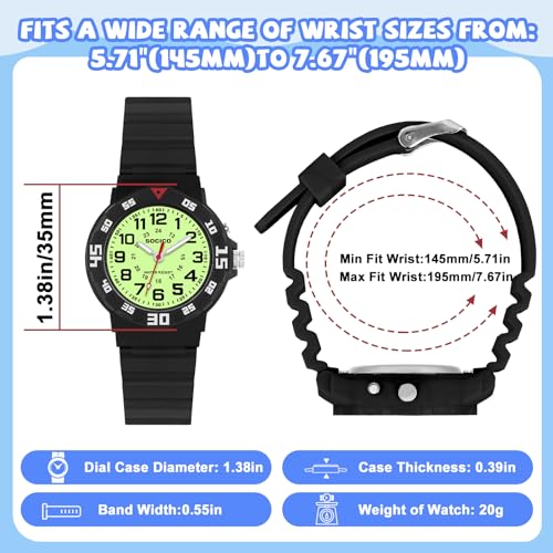 Kids Analog Watch with Light for Boys Girls Waterproof Time Teaching Watch with Soft Band Learning Time Wrist Watch Easy to Read for Children Great Gifts