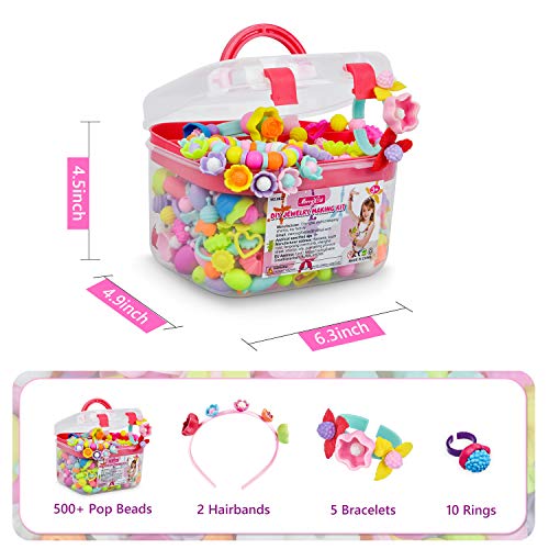 image for LOYO Pop Beads - 500+Pcs DIY Jewelry Making Kit for Toddlers 3, 4, 5, 