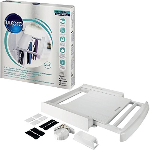 wpro SKP101 Waschmaschinenzubehör/ Verbindungsrahmen mit Ablage und Wäscheleine / Waschmaschine und Trockner/ Universell