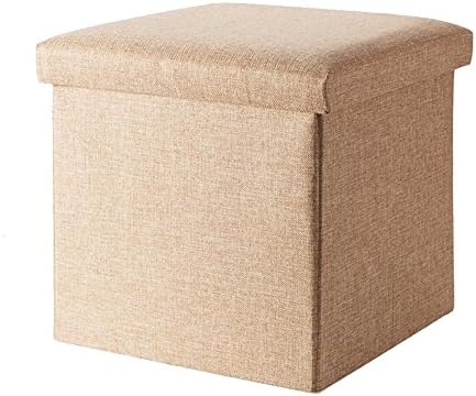 Ottoman Foldable Storage Box by MeeHome – Robust &amp; Comfortable Footstool Cube – 38x38x38 cm, Brown