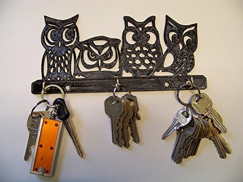 Plastic 8" Owl Four Owls Keyring Holder Wall Mount Hooks Storage Key Rack Hang Keys Leashes