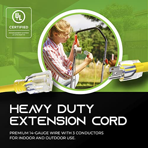 GearIT 14/3 Outdoor Extension Cord (100 Feet) 14 AWG Gauge 3 Prong
