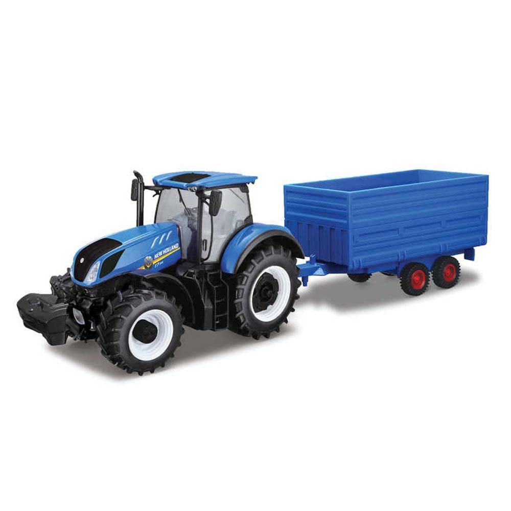 Tobar 1:32 NEW HOLLAND T7HD TRACTOR WITH HAY TRAILER, Blue