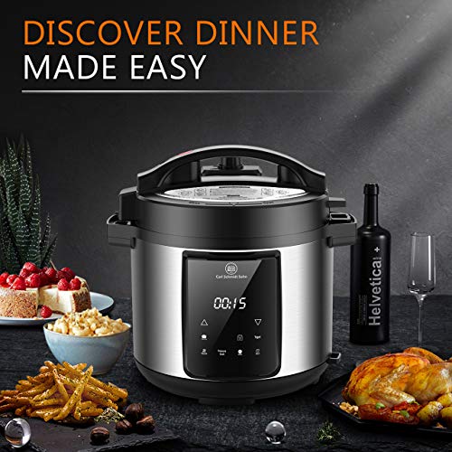 6.5Qt Pressure Cooker and Air Fryer Combos, 1500W Pressure, Steamer Cooker, Air Fryer All-in-One Multi-Cooker with LED Touchscreen Display, 3-Qt Air Fry Basket, Pressure & Crisper Lid, Free Recipe Book - Thumbnail 7