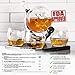 Royal Decanters Etched Globe Whiskey Decanter Gift Set- Glasses & Glass Beverage Drink Dispenser also for Brandy Tequila Bourbon Scotch Rum -Alcohol Related Gifts for Dad (850ML) (4 Glass Square)